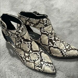 Snakeskin Ankle Boots with Cut-Out Design